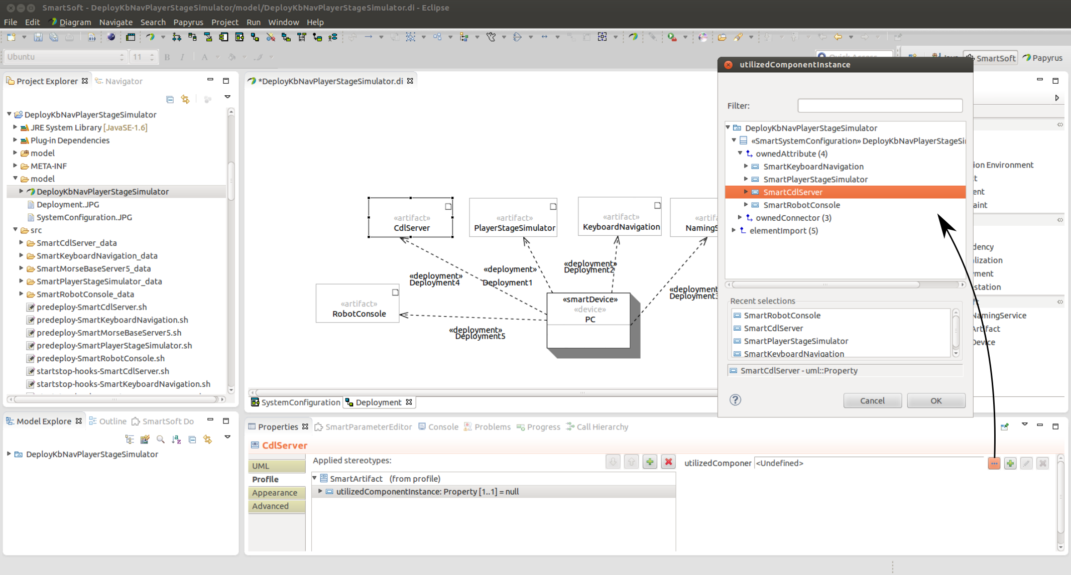 Selecting a utilized component instance.