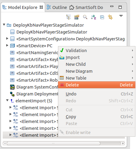Delete Component from Model Explorer