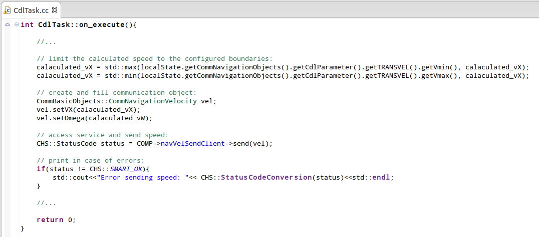 Example implementation of a task using a service. SmartMDSDToolchain2016